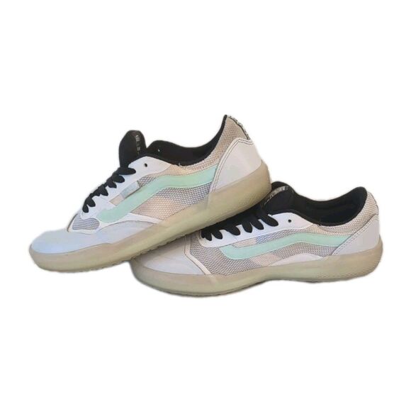 Vans Teal And White Men's Size 7 Women's Size 8.5 A.V.E Off The Wall Skate Shoes - Picture 7 of 9